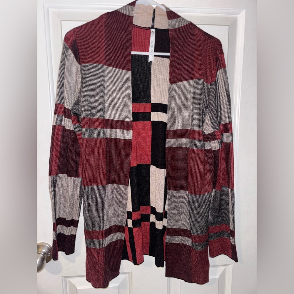 Leo & Nicole Red and Gray Plaid Sweater